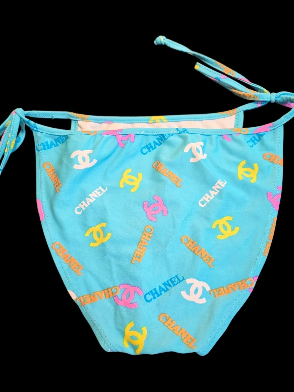 Chanel Turquoise Logo Bikini Bottoms